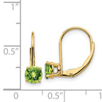 14k 5mm Peridot Leverback Earrings