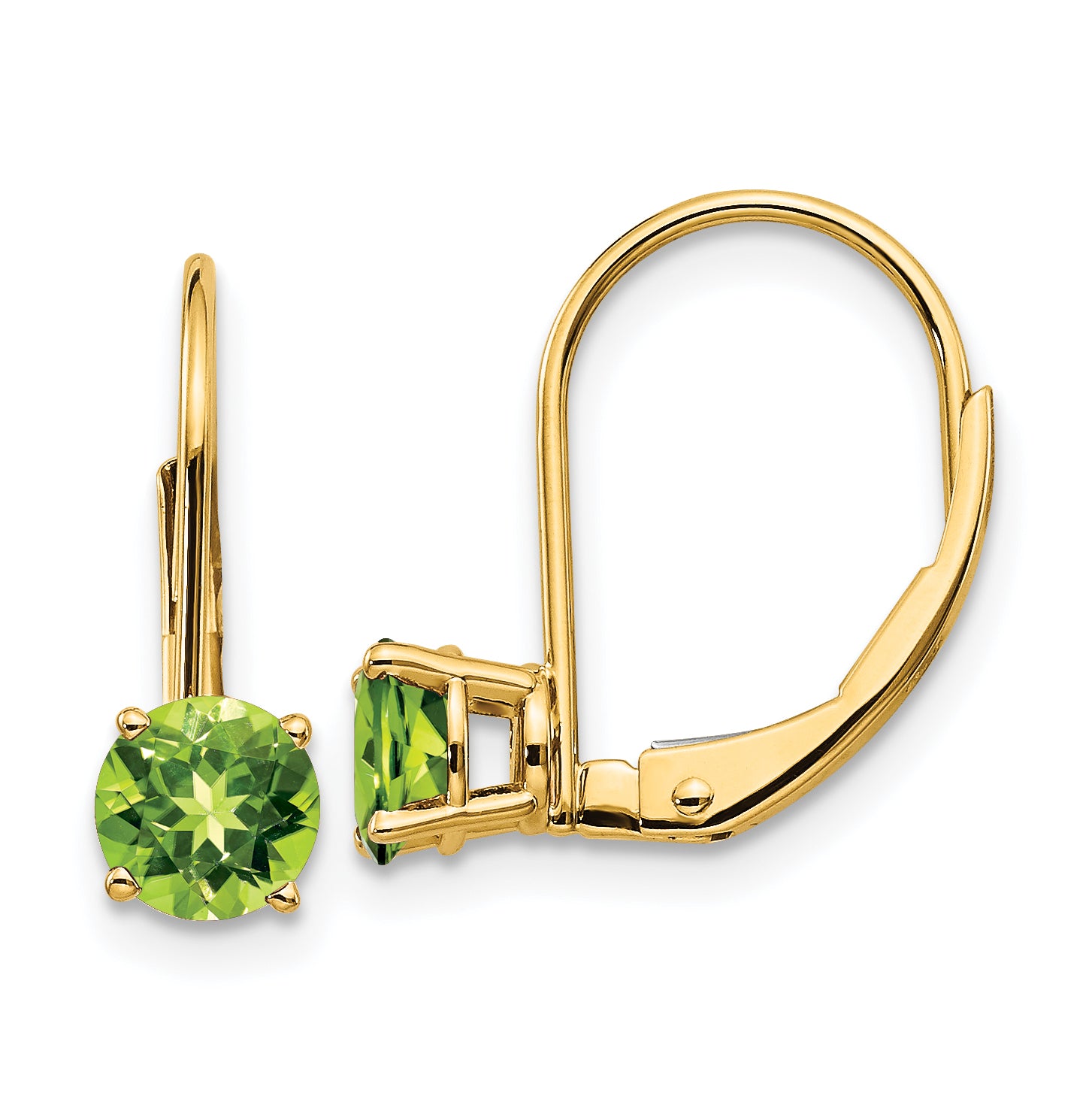 14k 5mm Peridot Leverback Earrings Main image