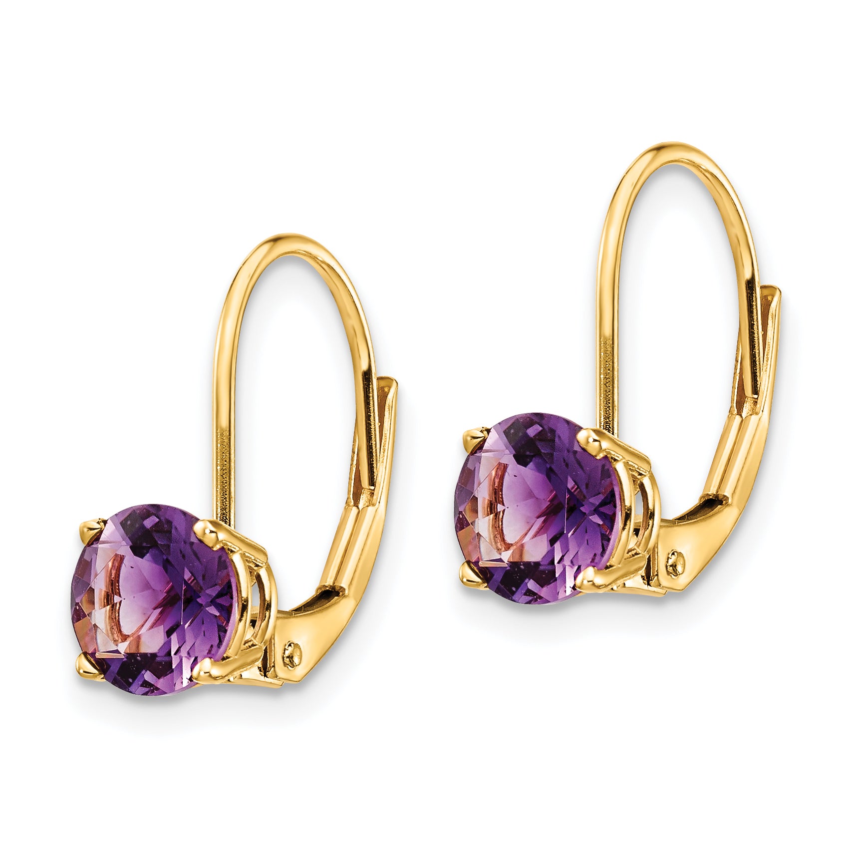 14k 6mm Amethyst Leverback Earrings Secondary image