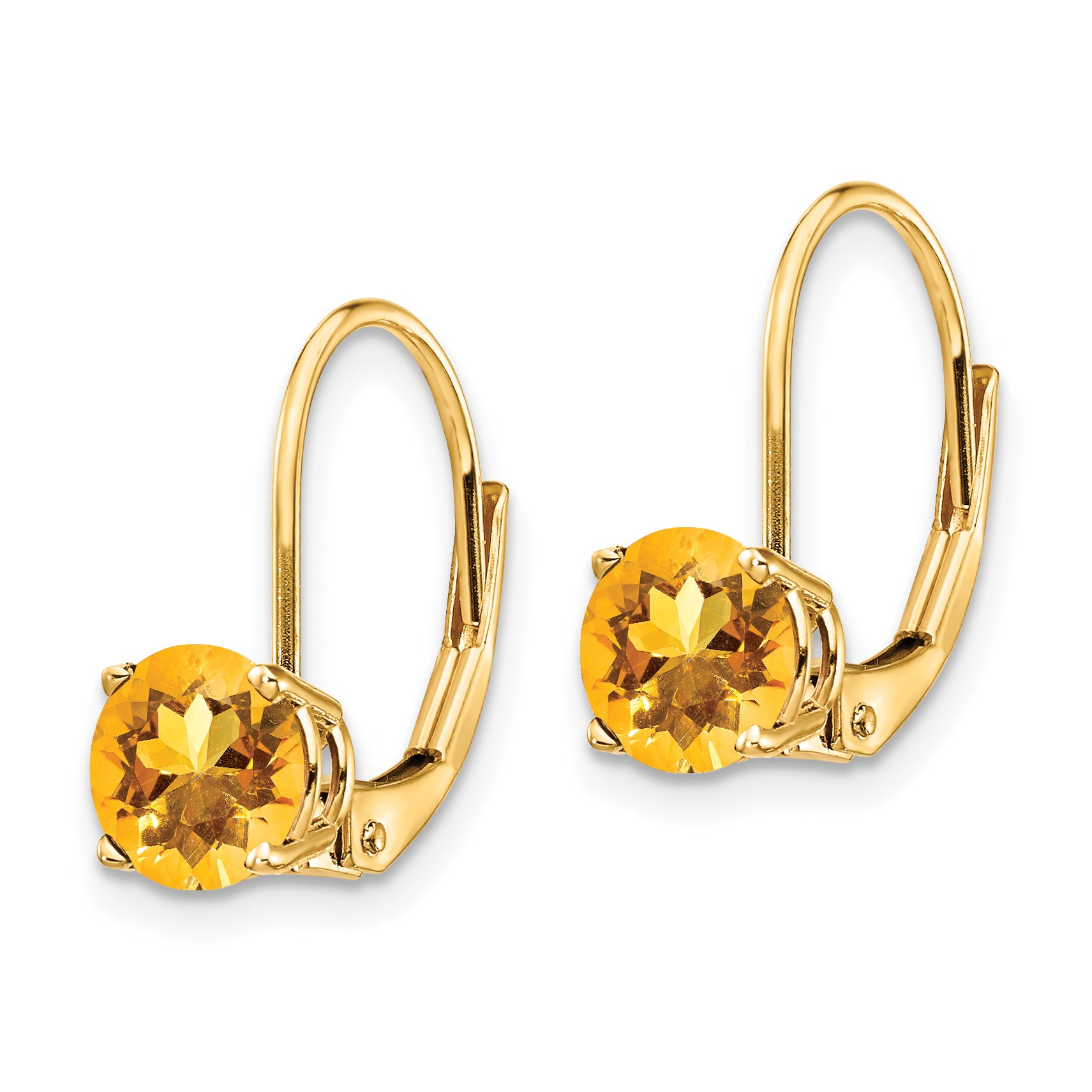 14k 6mm Citrine Leverback Earrings Secondary image