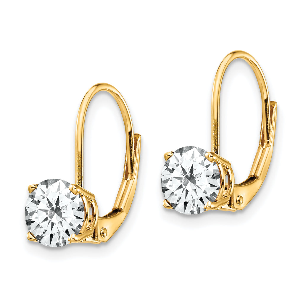 14k 6mm Cubic Zirconia Leverback Earrings