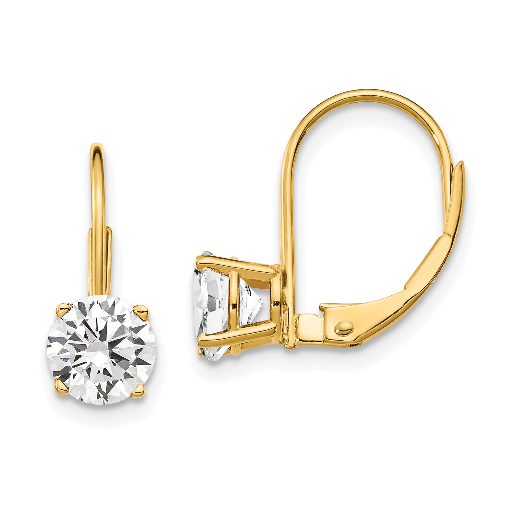 14k 6mm Cubic Zirconia Leverback Earrings Main image