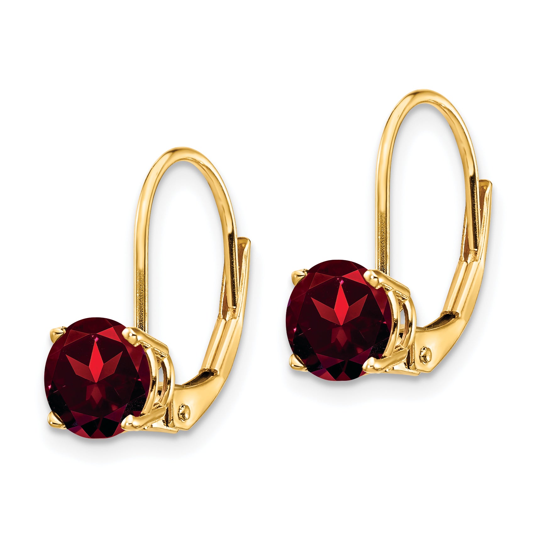 14k 6mm Garnet Leverback Earrings Secondary image