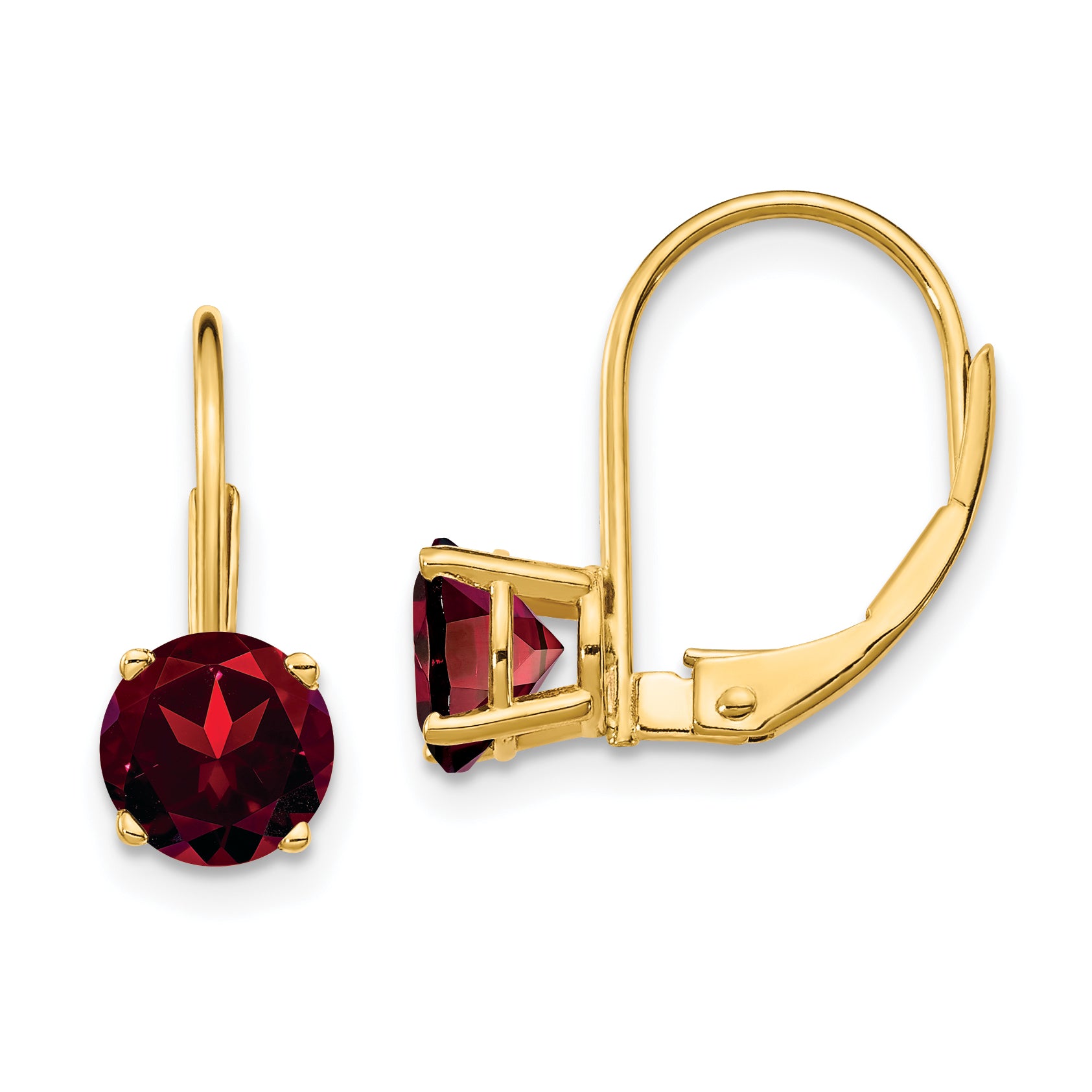 14k 6mm Garnet Leverback Earrings Main image