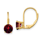 14k 6mm Garnet Leverback Earrings