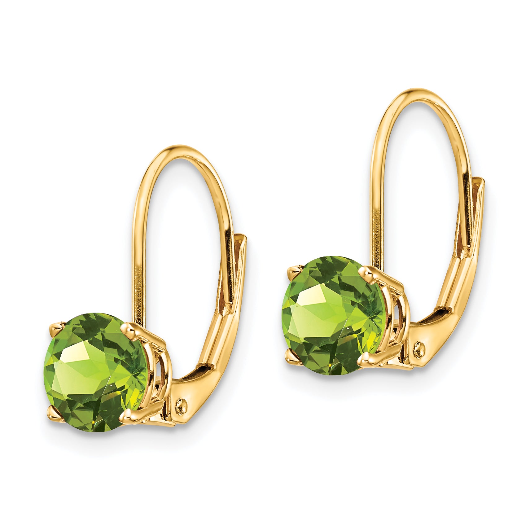 14k 6mm Peridot Leverback Earrings