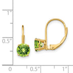 14k 6mm Peridot Leverback Earrings