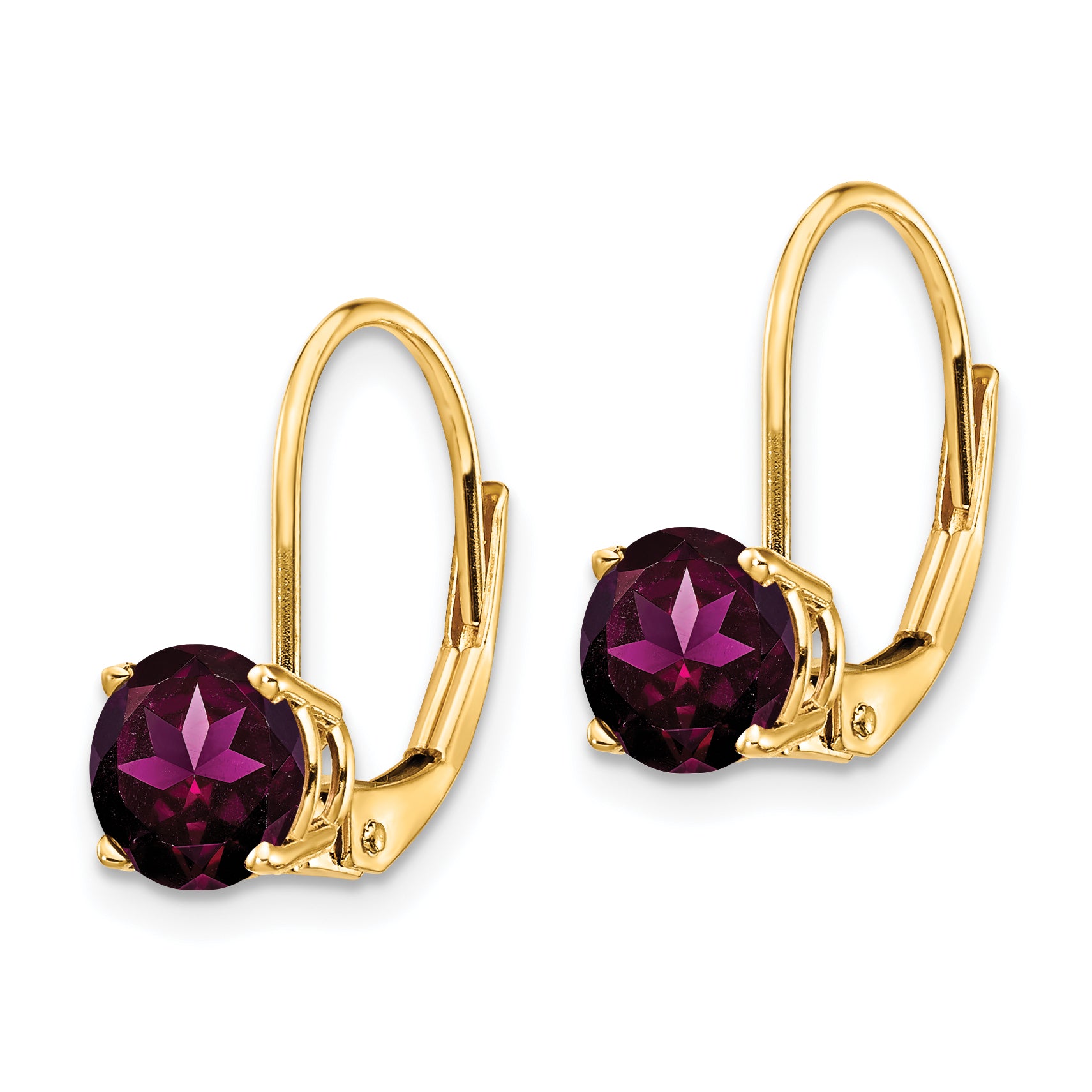 14k 6mm Rhodolite Garnet Leverback Earrings