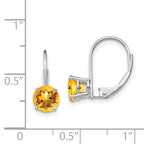 14k White Gold 6mm Citrine Leverback Earrings