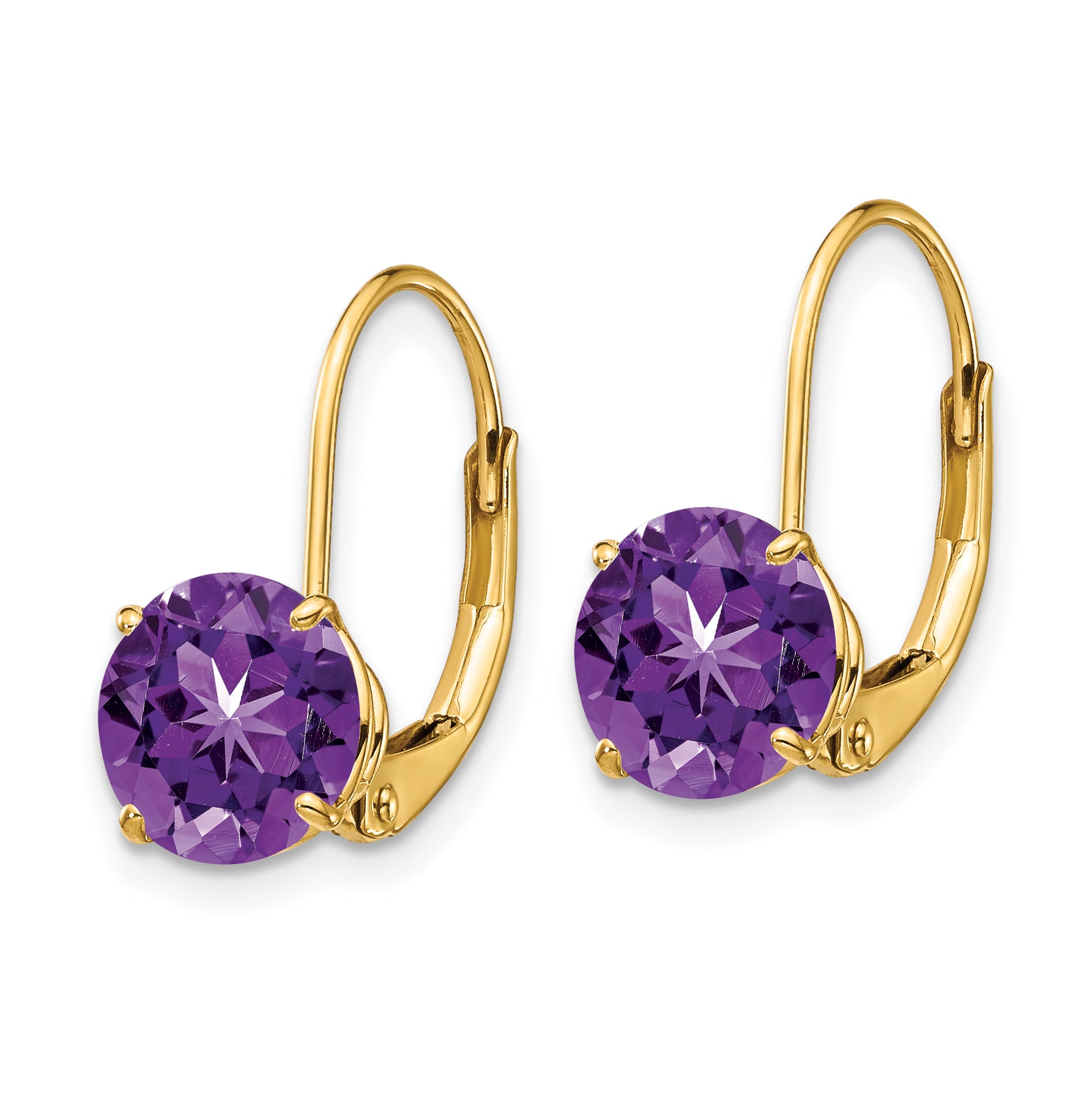 14k 7mm Amethyst Leverback Earrings Secondary image