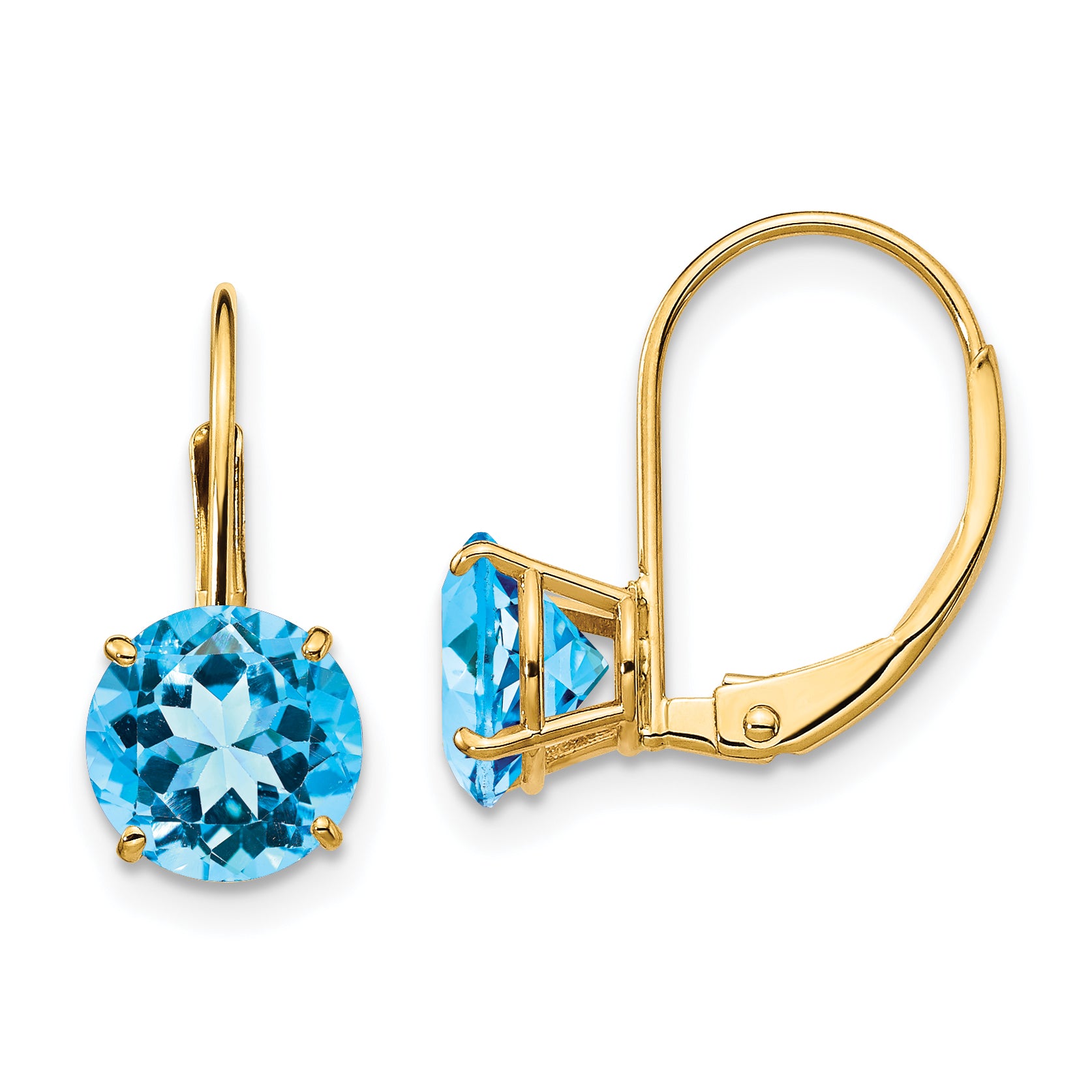 14k 7mm Blue Topaz Leverback Earrings Main image