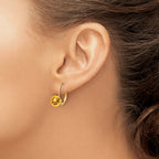 14k 7mm Citrine Leverback Earrings