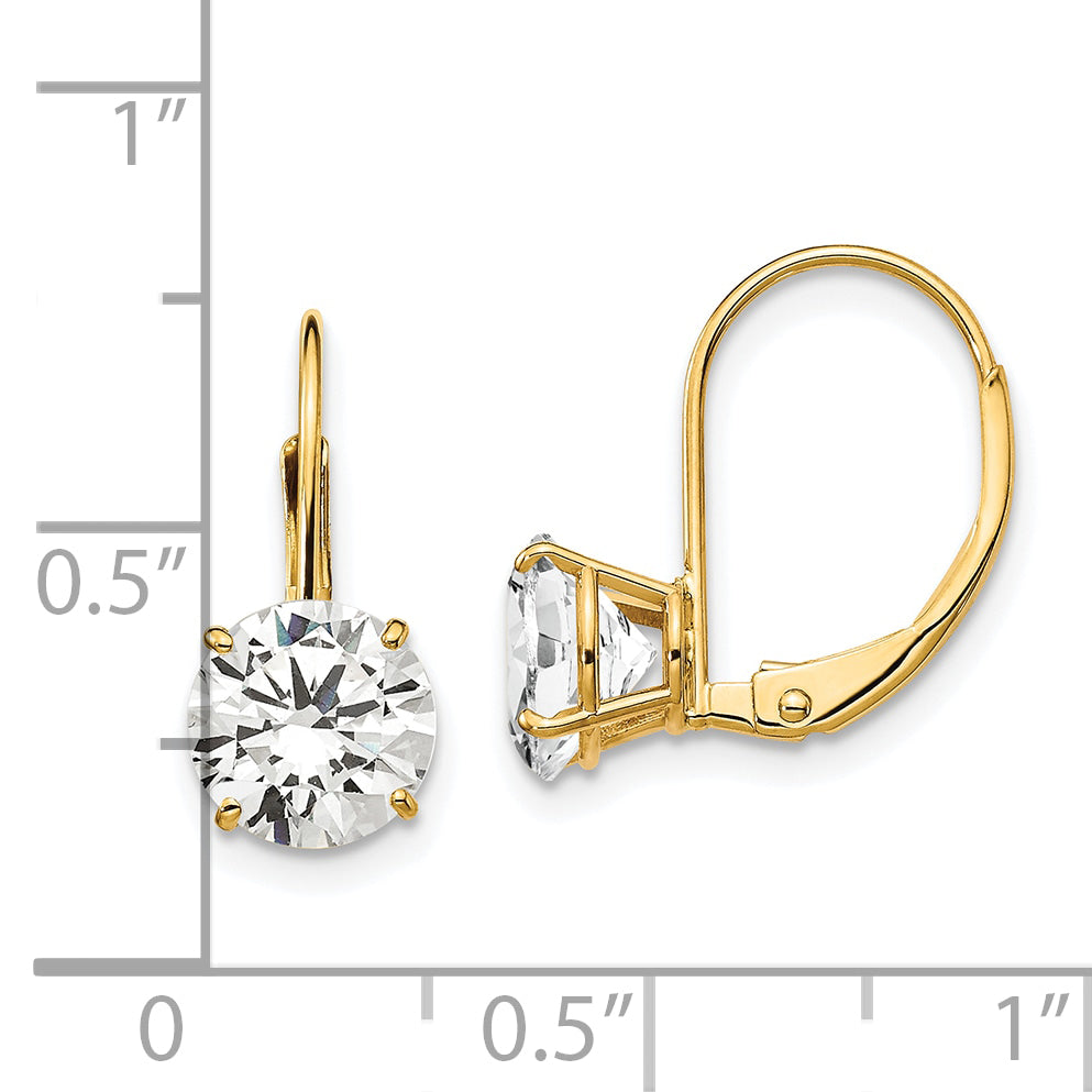 14k 7mm Cubic Zirconia Leverback Earrings