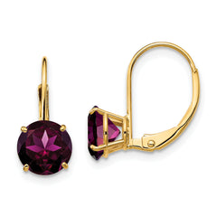 14k 7mm Rhodolite Garnet Leverback Earrings