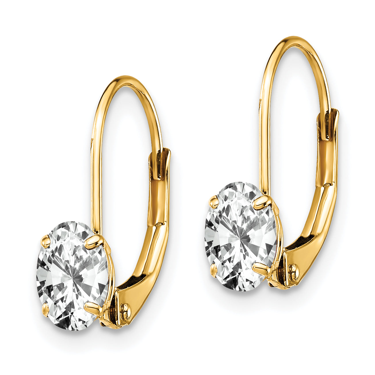 14k 6x4mm Oval Cubic Zirconia Leverback Earrings Secondary image