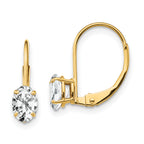 14k 6x4mm Oval Cubic Zirconia Leverback Earrings