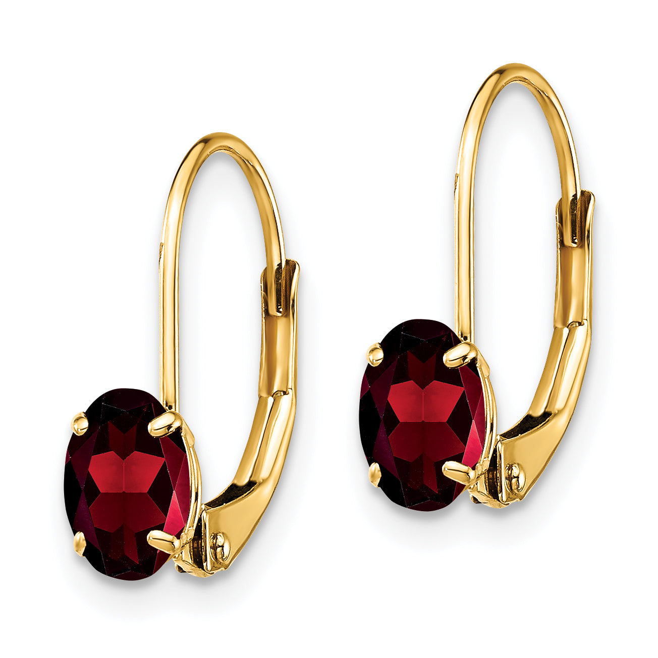 14k 6x4mm Oval Garnet Leverback Earrings Secondary image