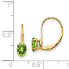14k 6x4mm Oval Peridot Leverback Earrings