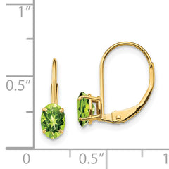 14k 6x4mm Oval Peridot Leverback Earrings