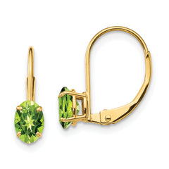 14k 6x4mm Oval Peridot Leverback Earrings