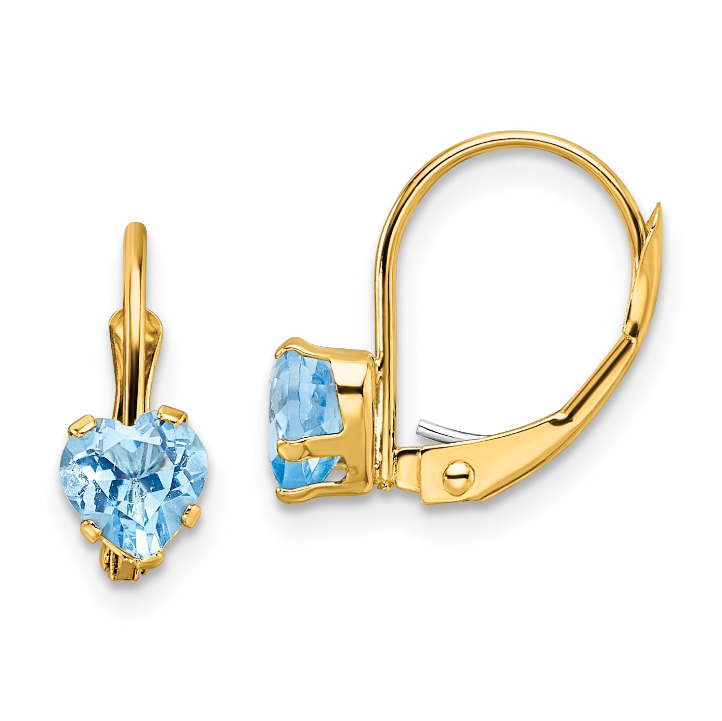 14k 5mm Heart Blue Topaz Leverback Earrings Main image