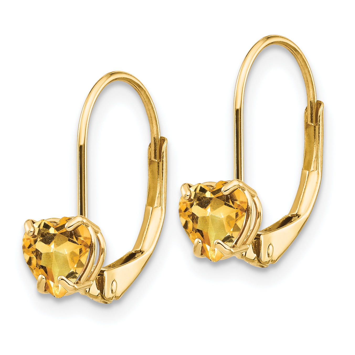 14k 5mm Heart Citrine Leverback Earrings Secondary image