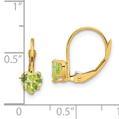 14k 5mm Heart Peridot Leverback Earrings