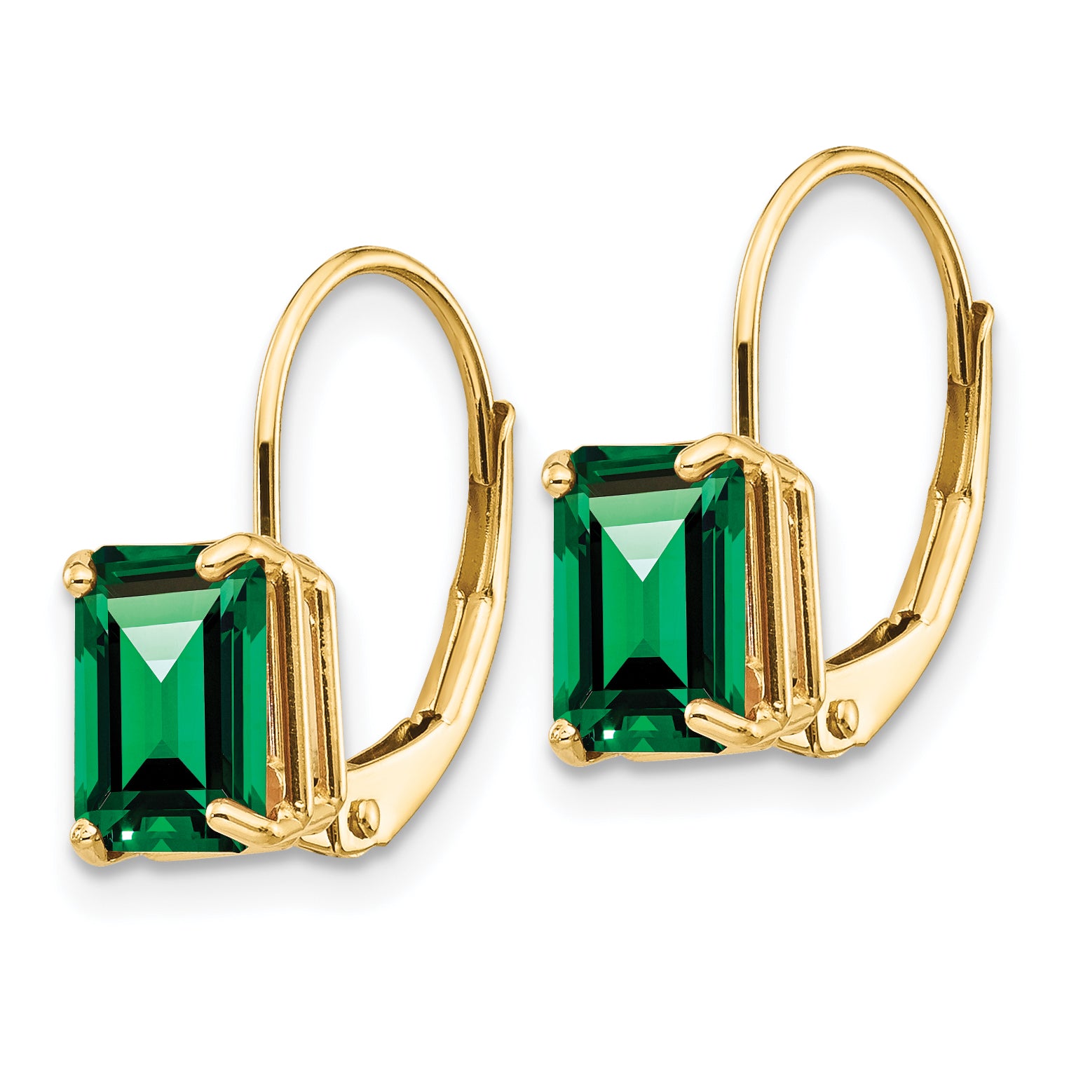 14k 7x5mm Emerald Cut Mount St. Helens Leverback Earrings Secondary image