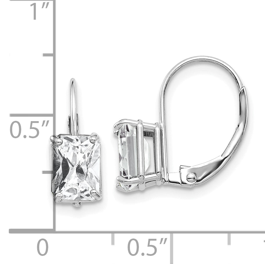 14k White Gold 7x5mm Emerald Cut Cubic Zirconia Earrings
