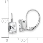 14k White Gold 7x5mm Emerald Cut Cubic Zirconia Earrings