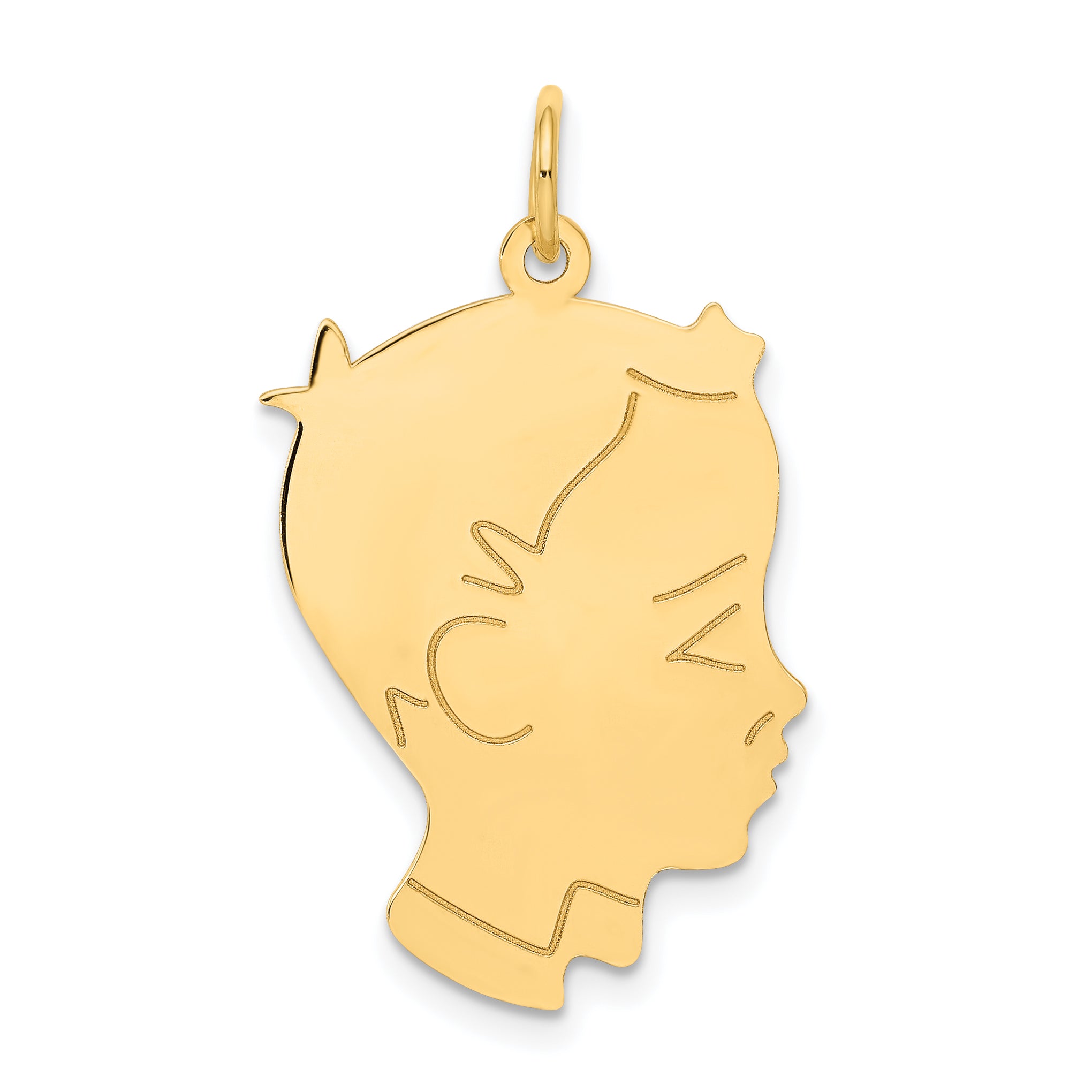 14k .013 Depth Engravable Boy Head Charm Main image