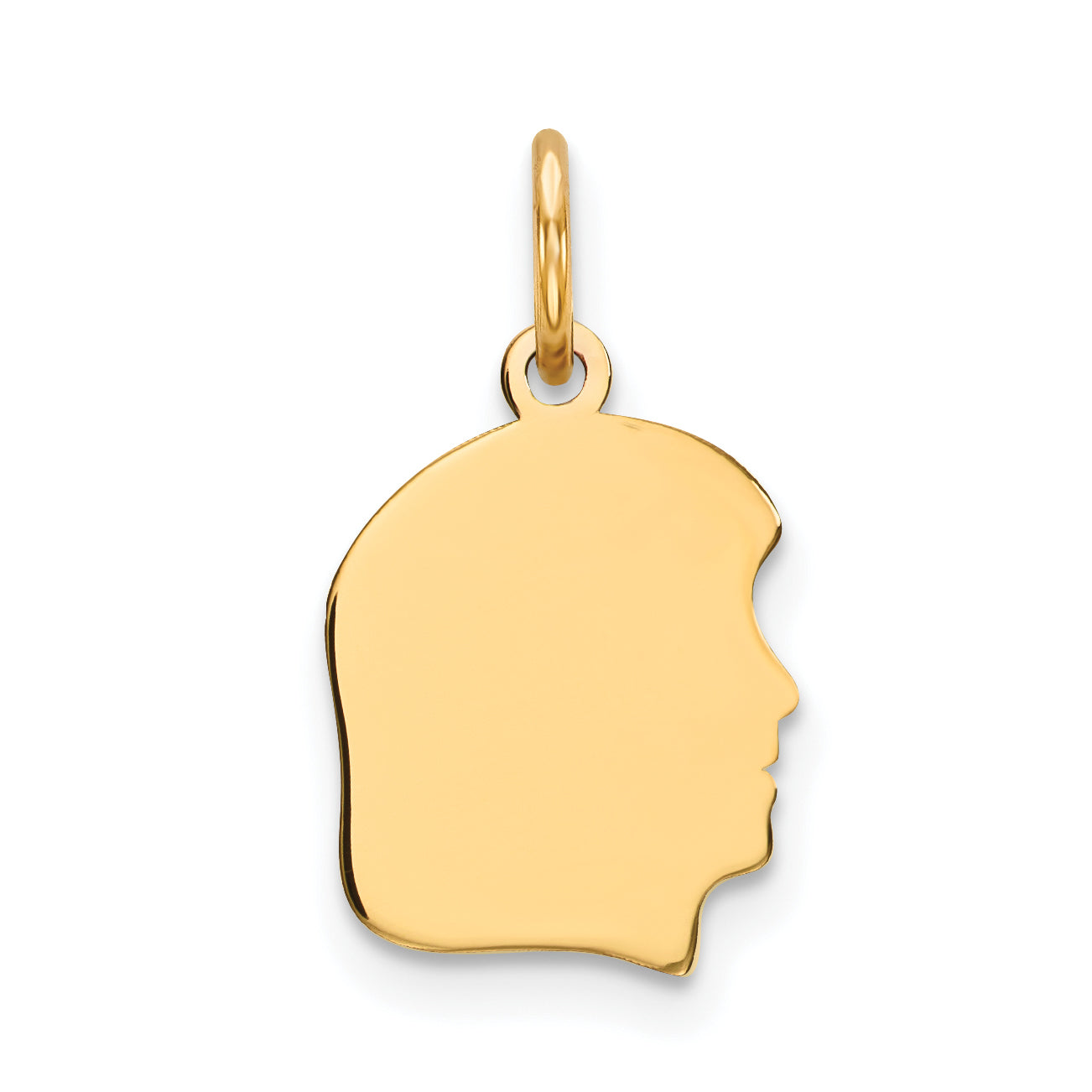 14K Plain Small .011 Gauge Facing Right Engravable Girl Head Charm Main image