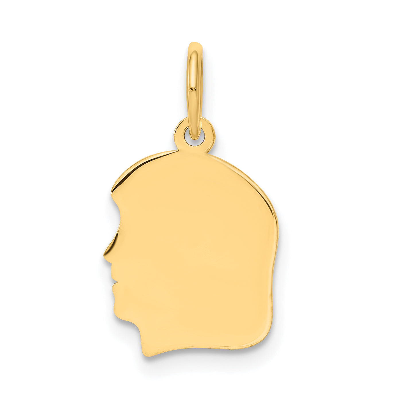 14K Plain Small .027 Gauge Facing Left Engravable Girl Head Charm Main image