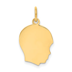 10K Gold Boy Head Engravable Charm with Polished Finish, Right-Facing