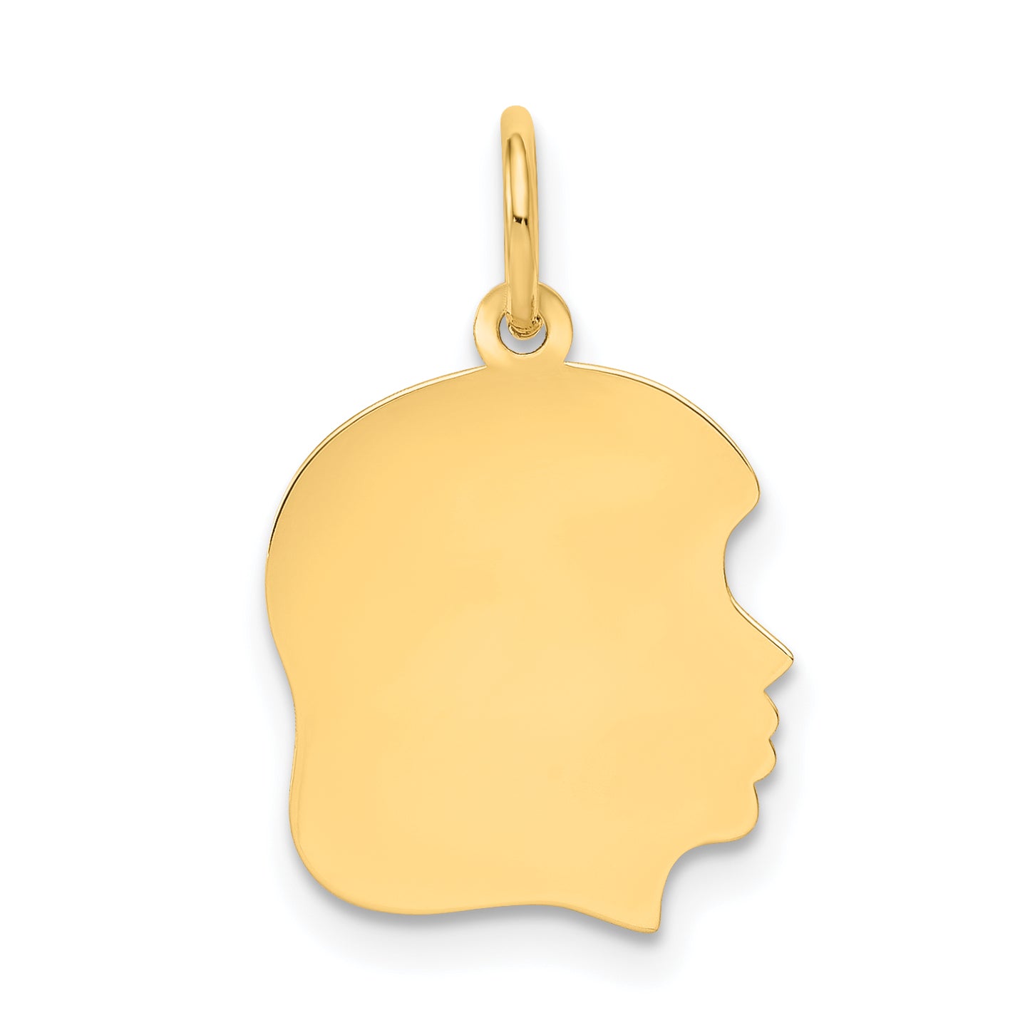 14K Plain Medium .011 Gauge Facing Right Engravable Girl Head Charm Main image