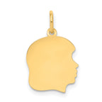 10K Gold Engravable Girl Head Charm Right-Facing Polished Finish