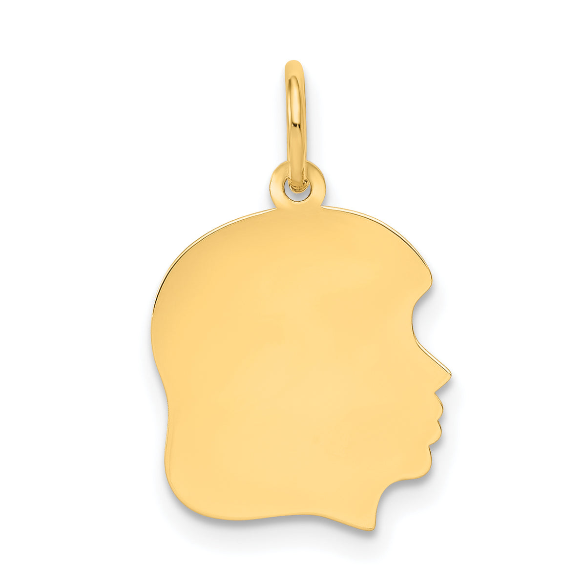 10K Gold Engravable Girl Head Charm Right-Facing Polished Finish