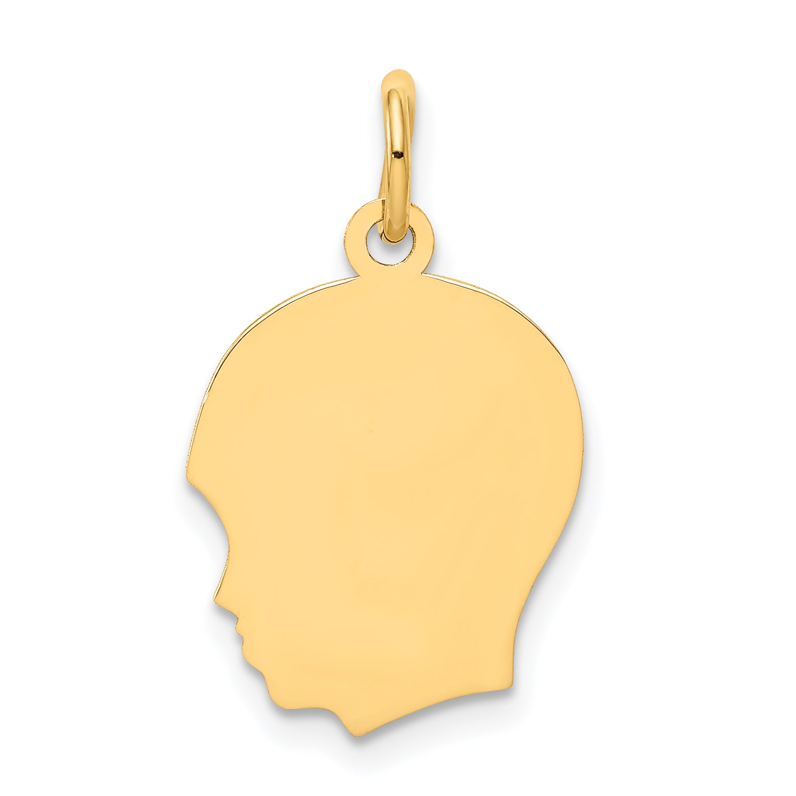14K Plain Medium .027 Gauge Facing Left Engravable Boy Head Charm Main image