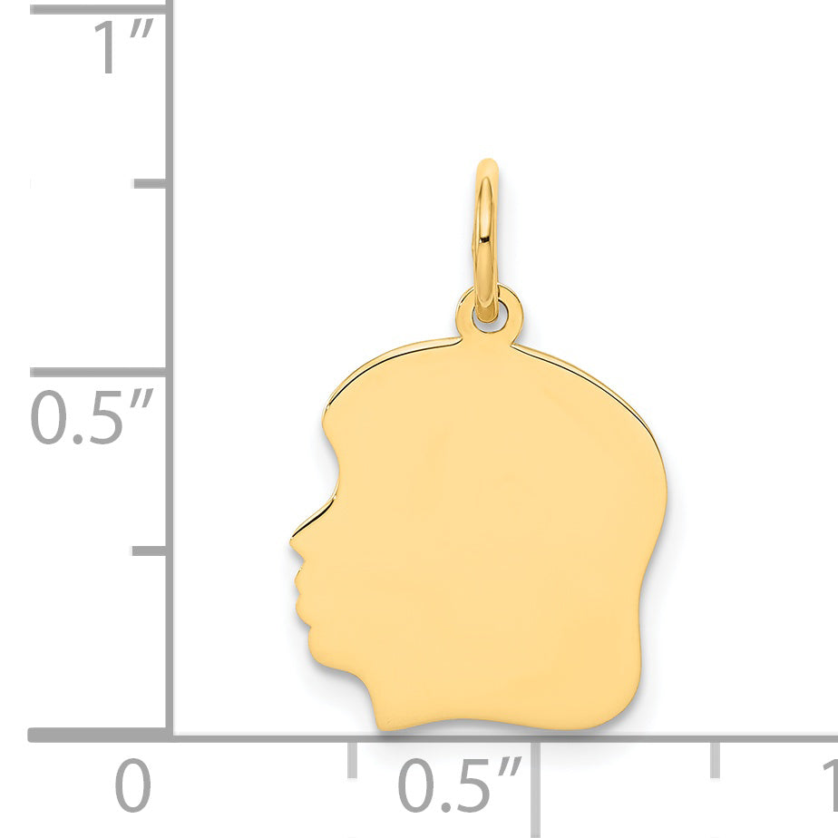 10K Gold Engravable Girl Head Charm with Polished Finish Secondary image