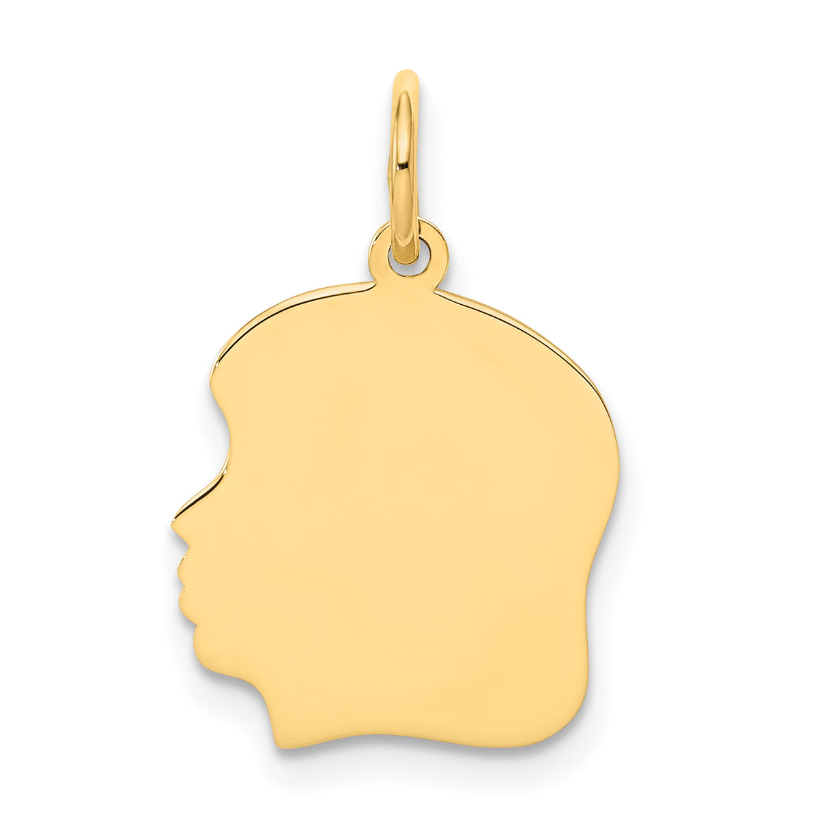 10K Gold Engravable Girl Head Charm Polished Left-Facing