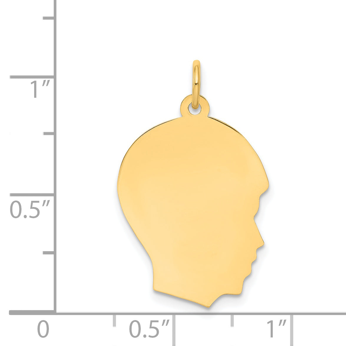 10K Plain Medium .018 Gauge Facing Right Engravable Boy Head Charm