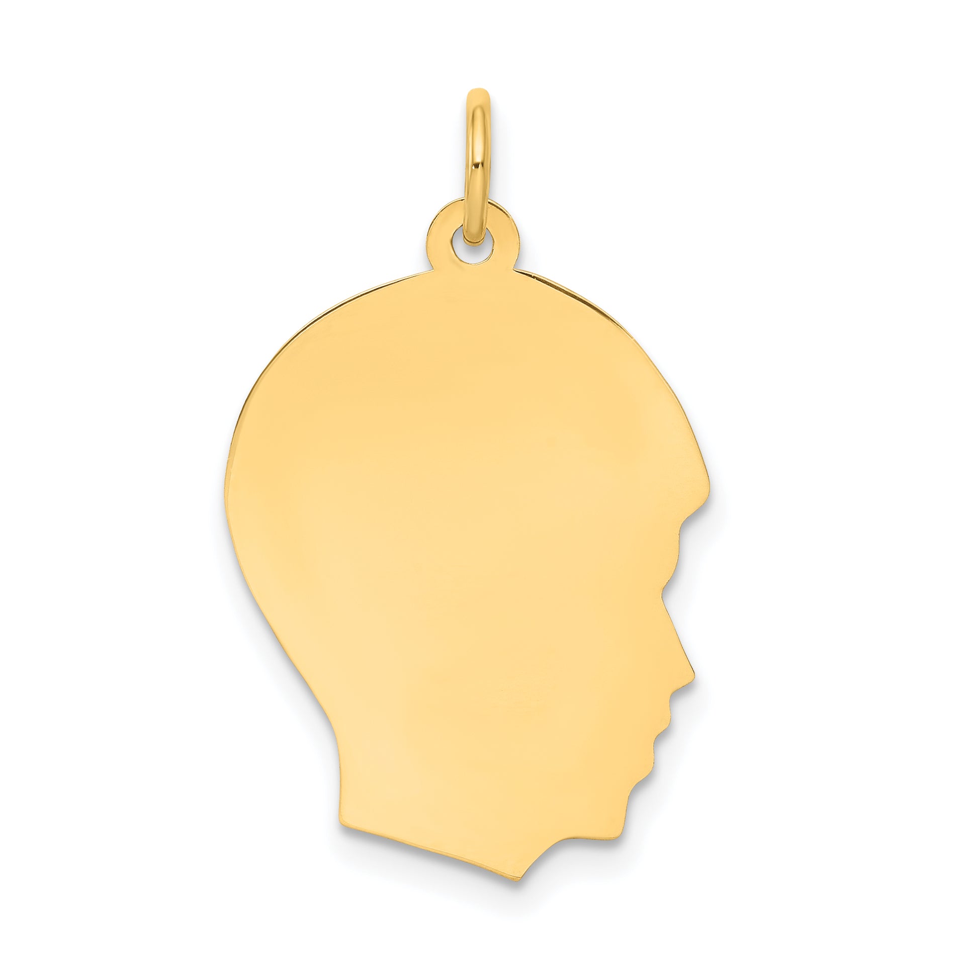 14K Plain Medium .009 Gauge Facing Right Engravable Boy Head Charm Main image
