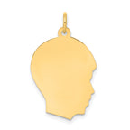 10K Gold Engravable Boy Head Charm with Polished Finish