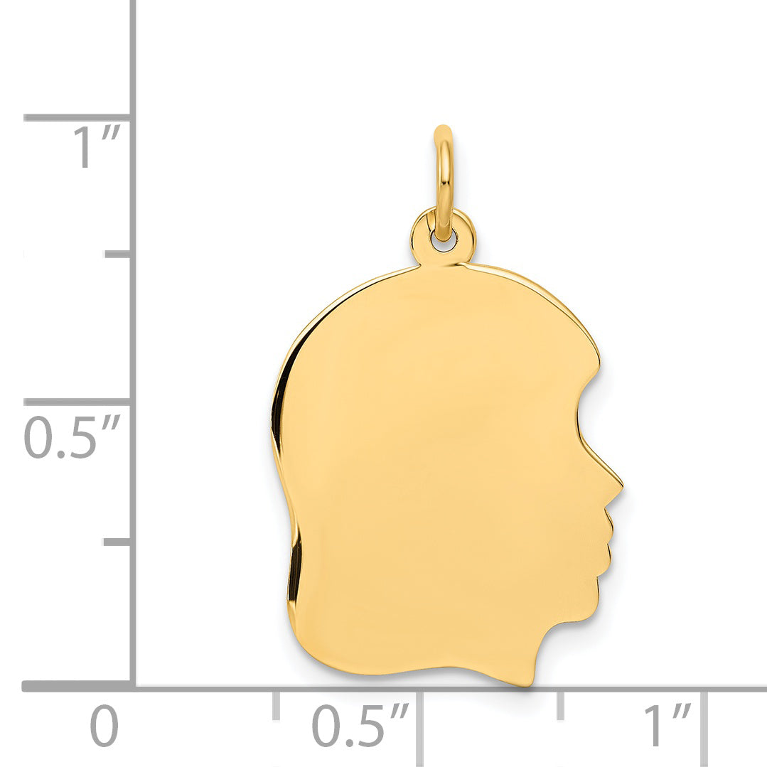 10K Gold Engravable Girl Head Charm Polished Right-Facing, 27mm Secondary image