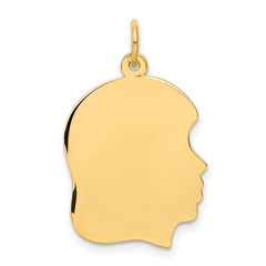 10K Plain Medium .013 Gauge Facing Right Engravable Girl Head Charm