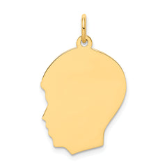 10K Gold Engravable Boy Head Charm with Polished Finish