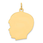 10K Gold Engravable Boy Head Charm 30mm Classic Design