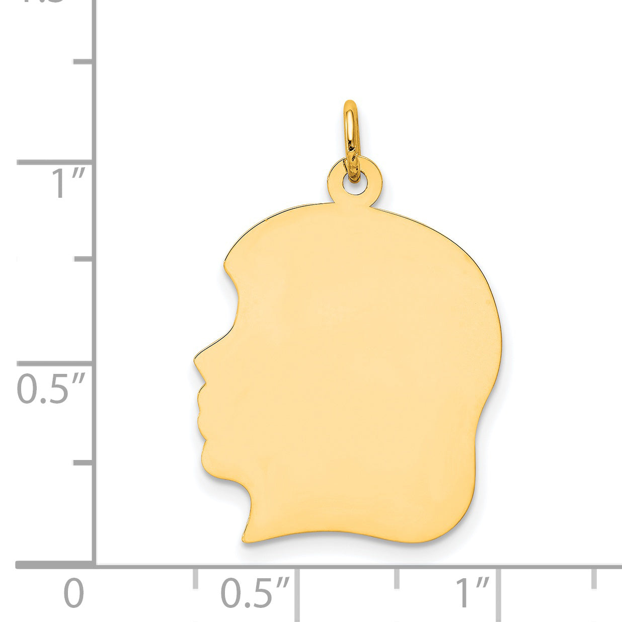 10K Gold Engravable Girl Head Charm Polished Facing Left 30mm Secondary image