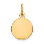 10K Gold Engravable Circular Charm with Polished Finish Elegant Design