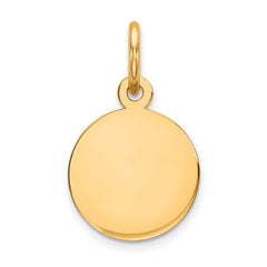 10K Gold Engravable Circular Charm with Polished Finish Elegant Design